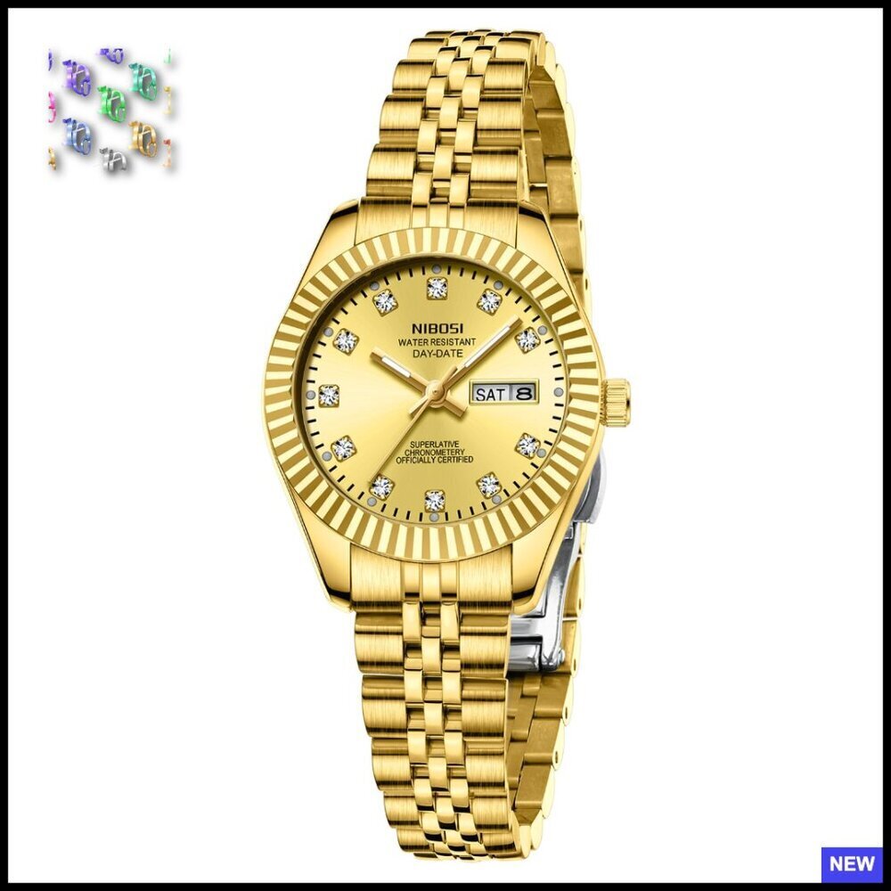 Elegant Dainty Dress Watch Gold Stainless Steel Quartz Movement Water Resistant